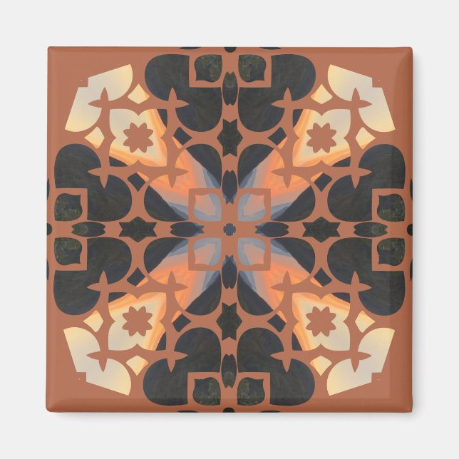 Retro Tan Mönster Magnet (Framsidan)