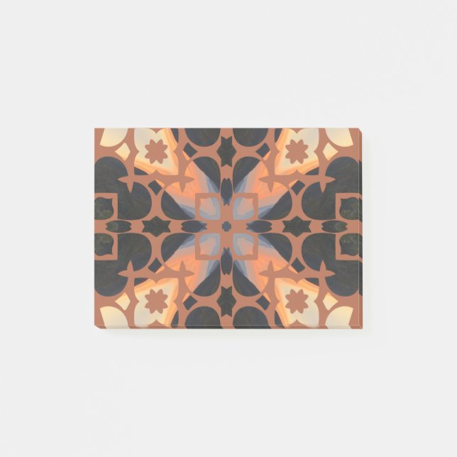 Retro Tan Mönster Post-it Block (Framsida)