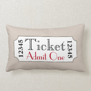 Retro Tan Movie Biljett Cinema Pillow Lumbarkudde