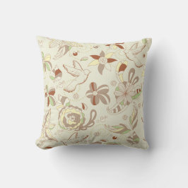 Retro Tan och Brown Blommigt Dekorativ kudde