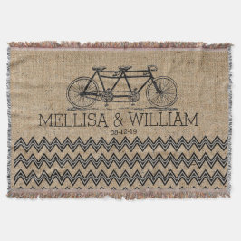 Retro Tandem Bicycle Chevron Burlap Bröllop Gift Mysfilt