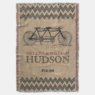 Retro Tandem Bicycle Zigzag Chevron Bröllop Gift Mysfilt