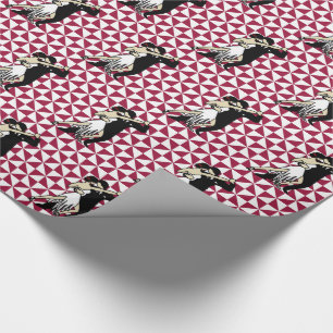 Retro Tango Dancers Burgundy och White Geometric Presentpapper