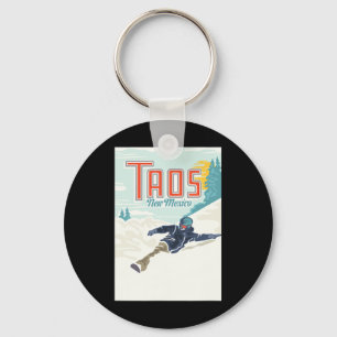 Retro Taos Ski Valley New Mexico Skidning Snowboar Nyckelring