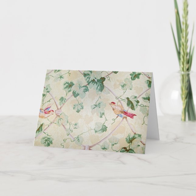 Retro Tapet med Birds Tack Kort (Framsida)