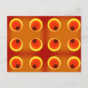 retro tapet orange, röd 1970 vykort