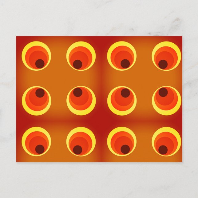 retro tapet orange, röd 1970 vykort (Framsida)