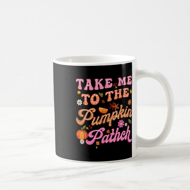 Retro tar mig till Pumpkin Patch Flowers Fall Kaffemugg (Höger)