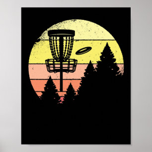 Retro target basket golf sunset träd poster