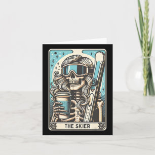 Retro Tarot Card Funny Skeleton Skier Sk Kort