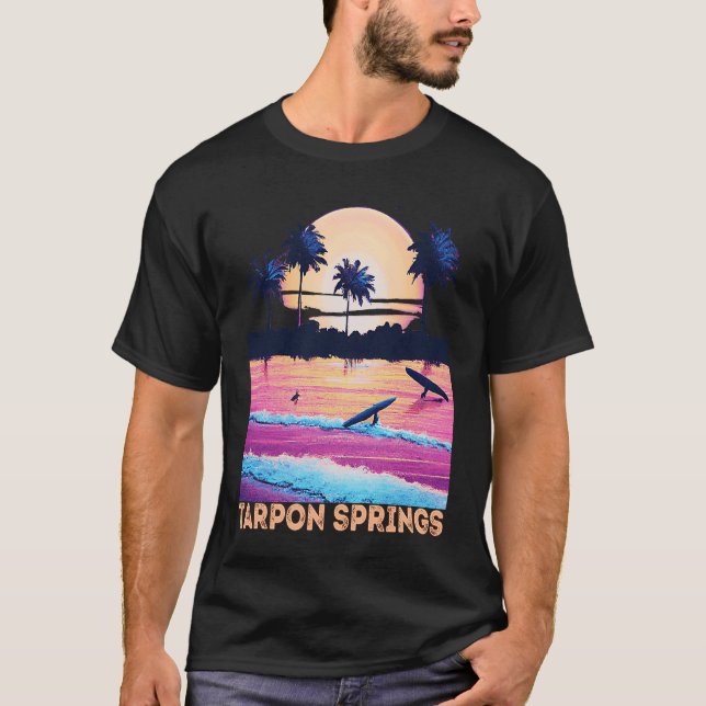 Retro Tarpon Vår Florida Souvenir Surfa T Shirt (Framsida)