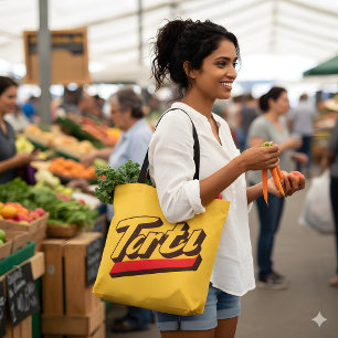Retro "Tartu" Tote Bag - Fet pop-estetik Tygkasse