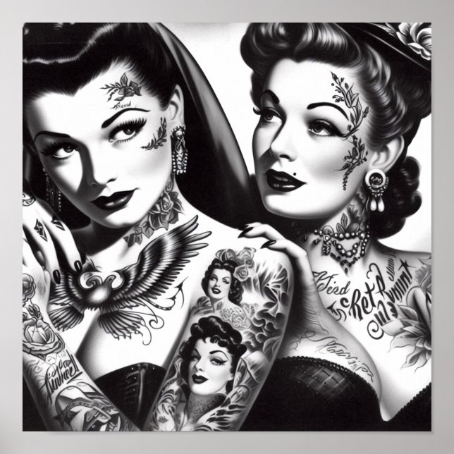 Retro Tatoed Pin-ups Poster (Framsidan)
