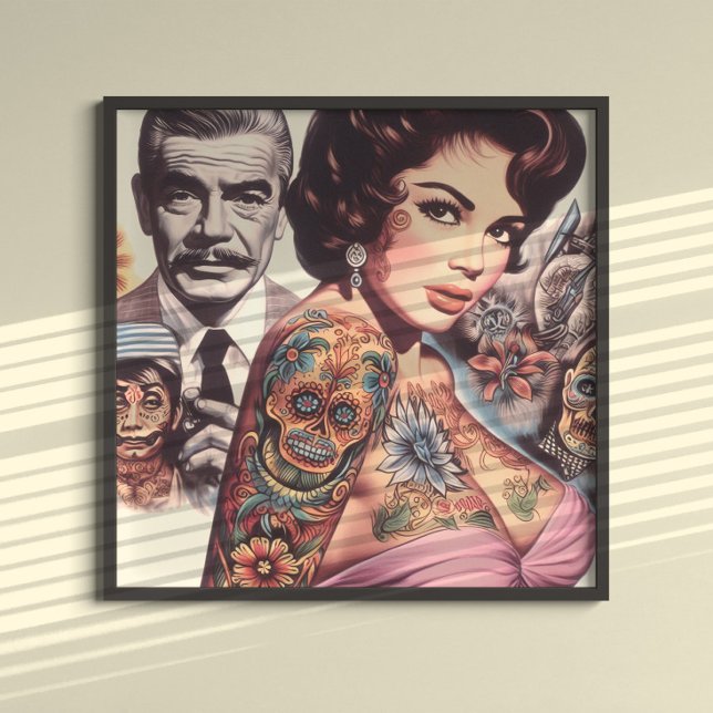 Retro Tatoverad Pinuppa Poster (Skapare uppladdad)