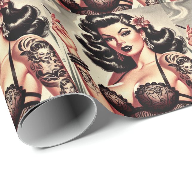 Retro Tatto Goth Girl Presentpapper (Rullad Hörn)