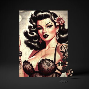 Retro Tatto Goth Girl Pussel