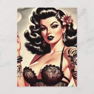 Retro Tatto Goth Girl Vykort