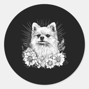 Retro Tatto Stil Pommern Hund älskare Runt Klistermärke