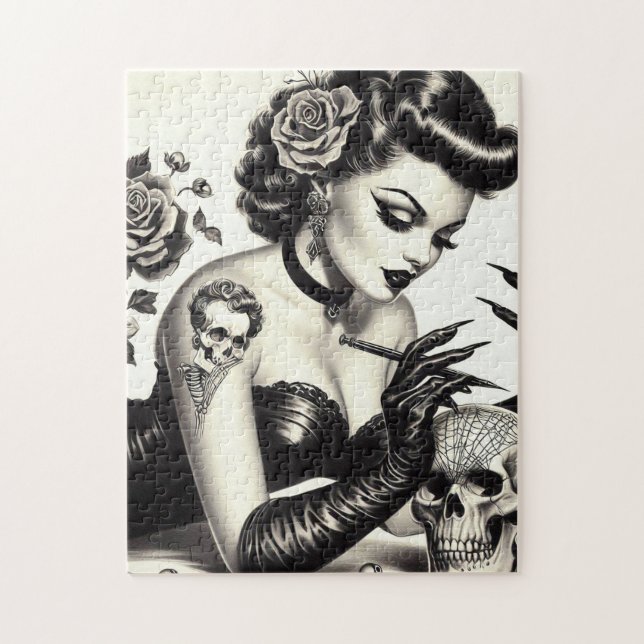 Retro Tattoed Goth Pin-up Pussel (Vertikal)
