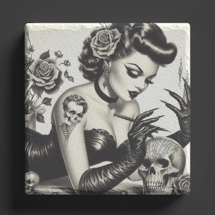 Retro Tattoed Goth Pin-up Stenunderlägg