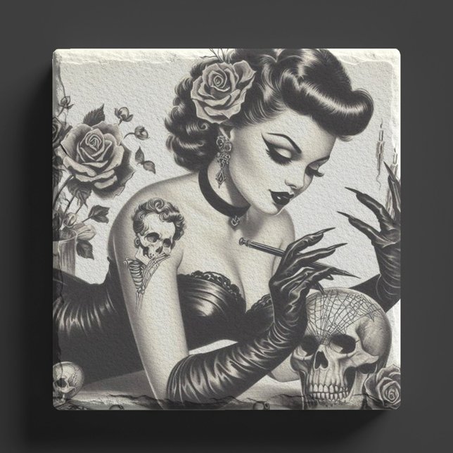 Retro Tattoed Goth Pin-up Stenunderlägg (Skapare uppladdad)