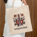 Retro Tattoo Heart Dagger Vintage Bachelorette Tygkasse<br><div class="desc">Retro Tattoo Heart Dagger Vintage Bachelorette Tote Bag</div>