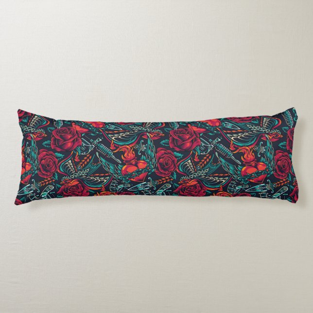 Retro Tattoo Mönster Body Pillow Kroppskudde (Framsidan)