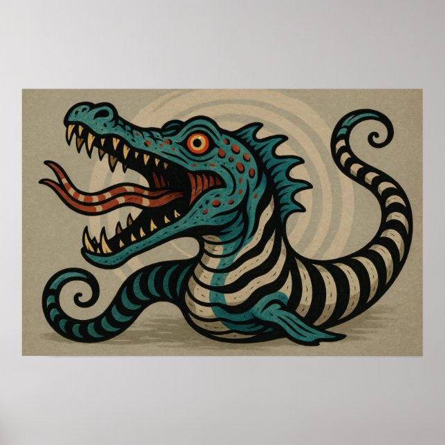Retro Tattoo Sand Wurm Affisch (Framsidan)