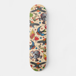 Retro Tattoo Skateboard Bräda 21,5 Cm