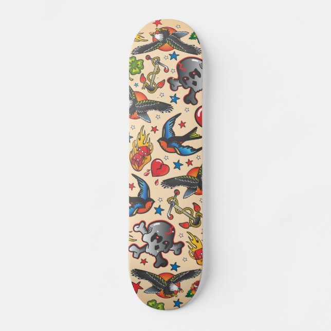 Retro Tattoo Skateboard Bräda 21,5 Cm (Framsida)