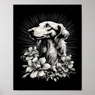 Retro Tattoo Stil Borzoi Hund älskare Poster