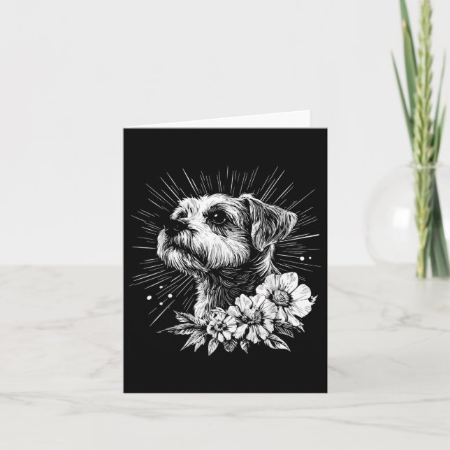 Retro Tattoo Stil Gräns Terrie Hund älskare Kort (Framsida)
