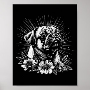 Retro Tattoo Stil Pug Älskare Hund Poster