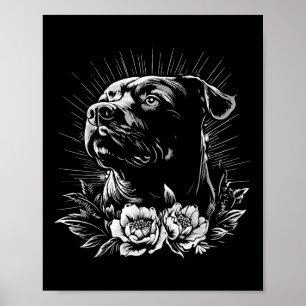 Retro Tattoo Stil Rottweiler Hund älskare Poster