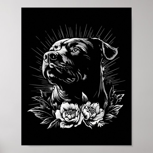 Retro Tattoo Stil Rottweiler Hund älskare Poster (Framsidan)