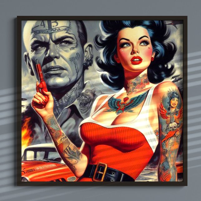 Retro Tattooed Pulp Girl Poster (Skapare uppladdad)