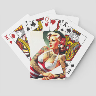 Retro Tattooed Swimdress Pin-up Casinokort