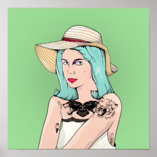 Retro tattooed Woman Poster