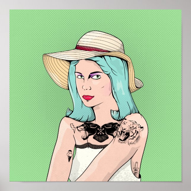 Retro tattooed Woman Poster (Framsidan)