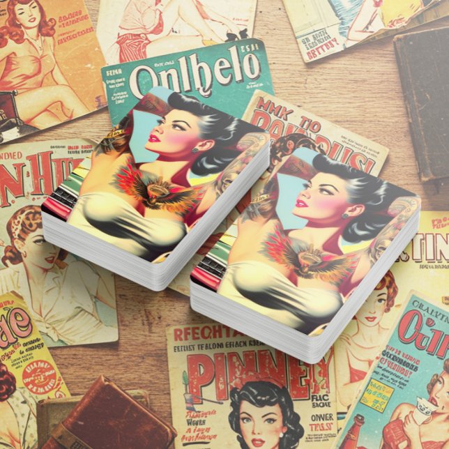 Retro Tatuerad Pin-up Casinokort (Skapare uppladdad)