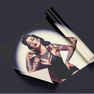 Retro Tatuerad Pin-up Presentpapper