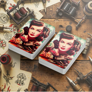 Retro Tatuerad Pinup Casinokort