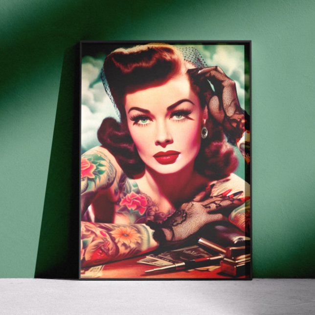 Retro Tatuerad Pinuppa Poster (Skapare uppladdad)