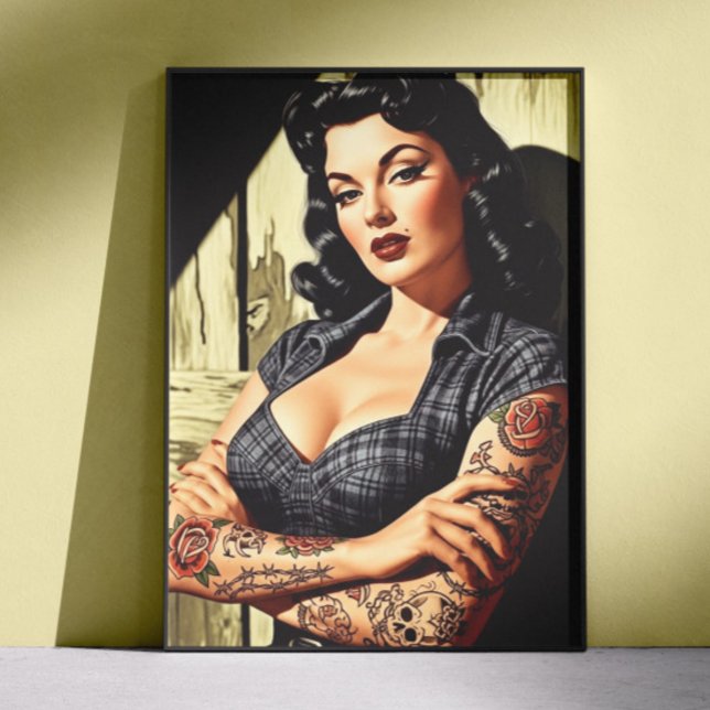 Retro Tatuerad Pinuppa Poster (Skapare uppladdad)