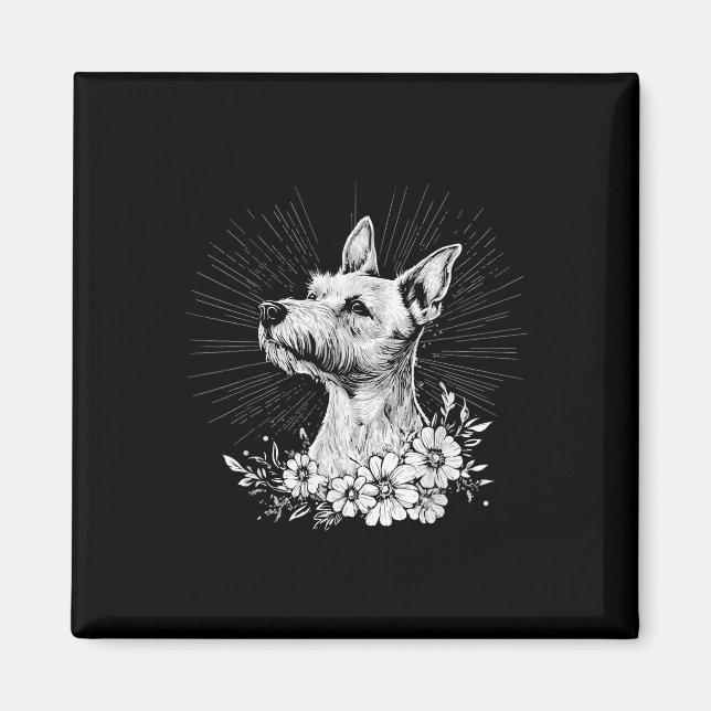 Retro tatueringsstil Räv Terrier Hundälskare  Magnet (Framsidan)