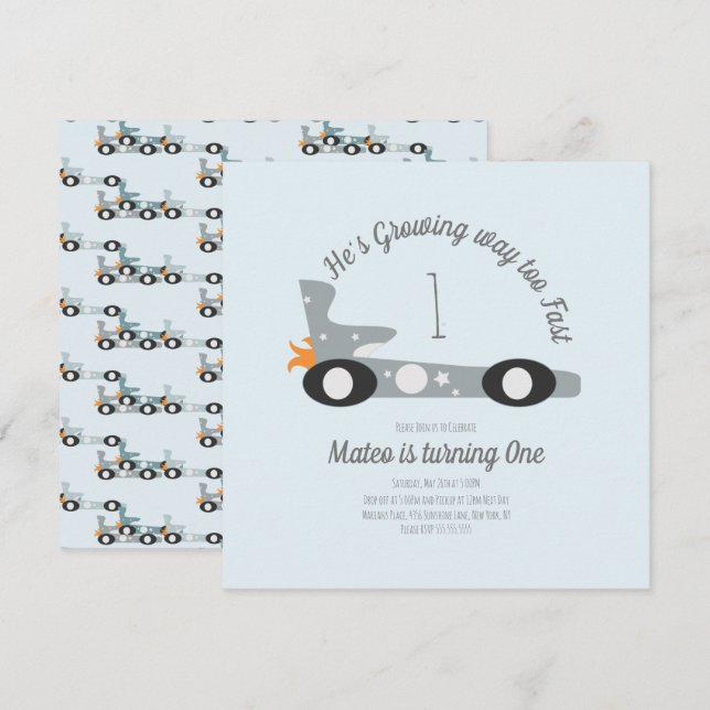 Retro Tävla Cars Måne Stars första födelsedag (Fram/baksida)