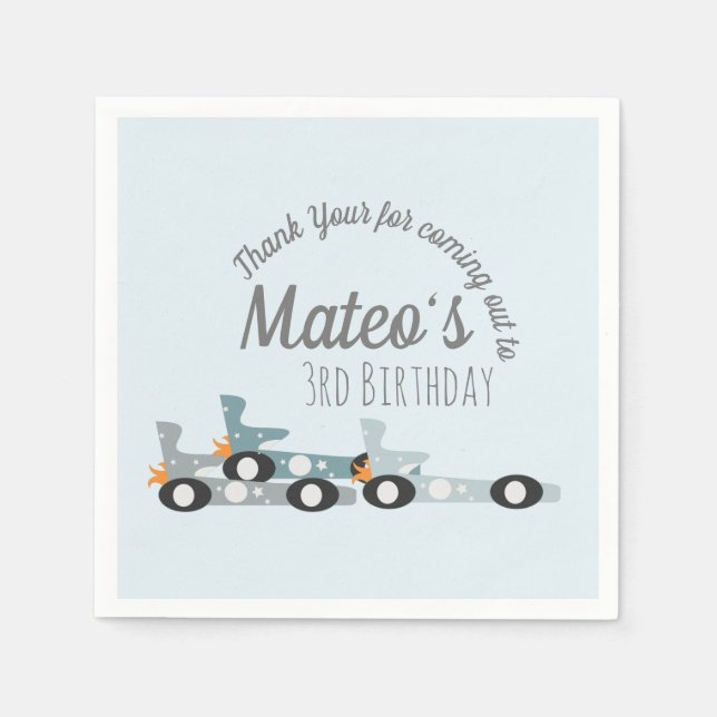 Retro Tävla Cars Måne Stars tredje födelsedag Pappersservett (Framsidan)