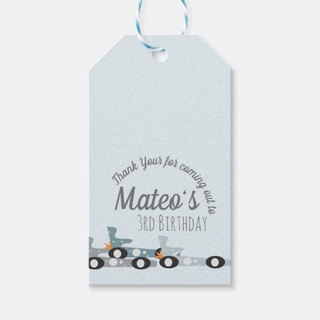 Retro Tävla Cars Måne Stars tredje födelsedag Presentetikett (Framsidan)