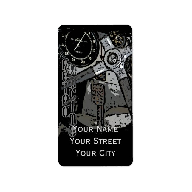 Retro Tävla Oldtimer-detaljgrafik - design Adressetikett (Framsidan)