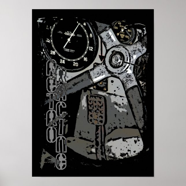 Retro Tävla Oldtimer-detaljgrafik - design Poster (Framsidan)